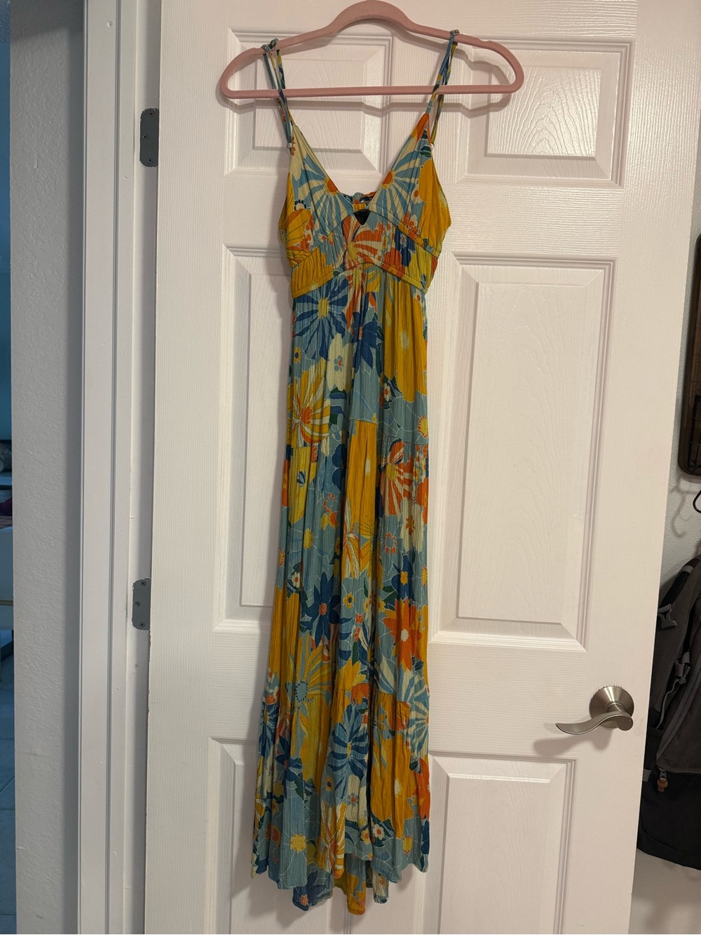 Angie Floral Maxi Dress in Yellow and Blue